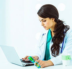 Woman using laptop